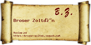 Broser Zoltán névjegykártya